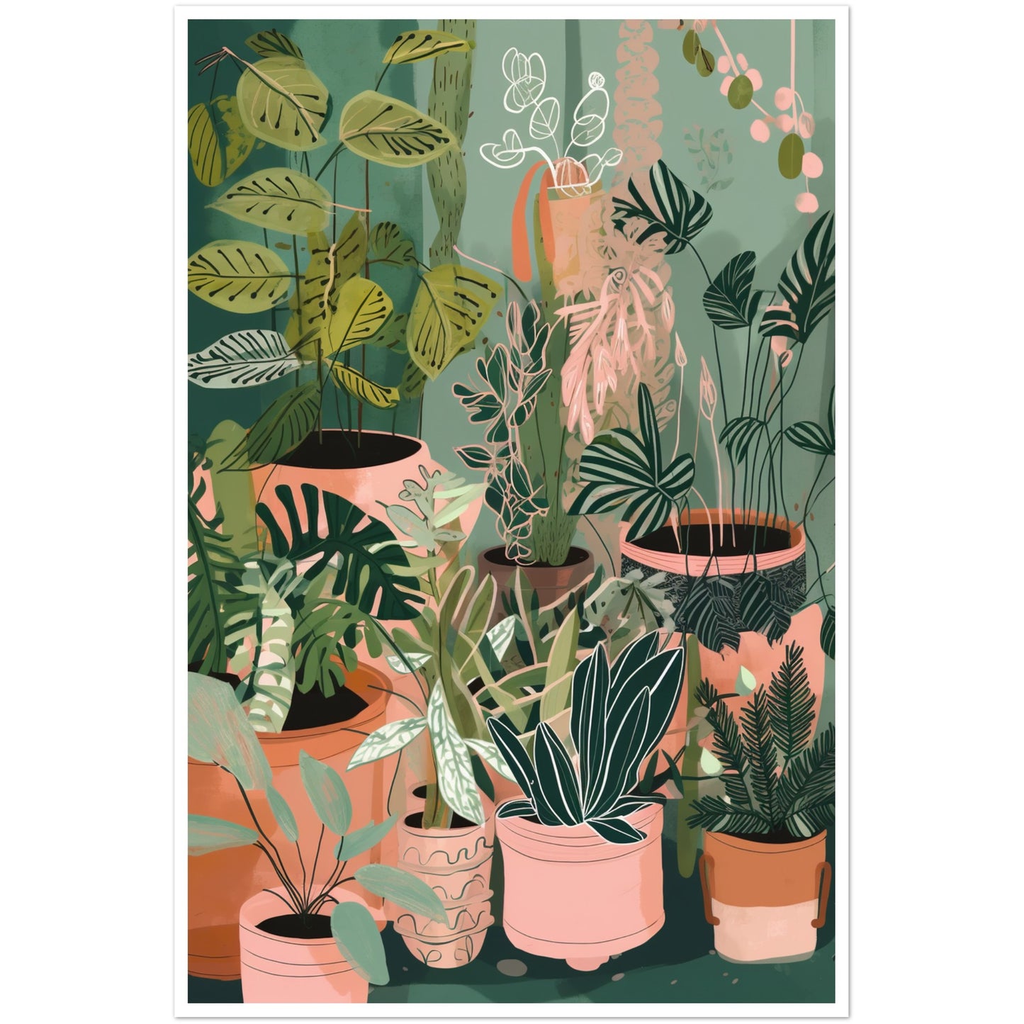 Potted House Plant Party Wall Art Print
