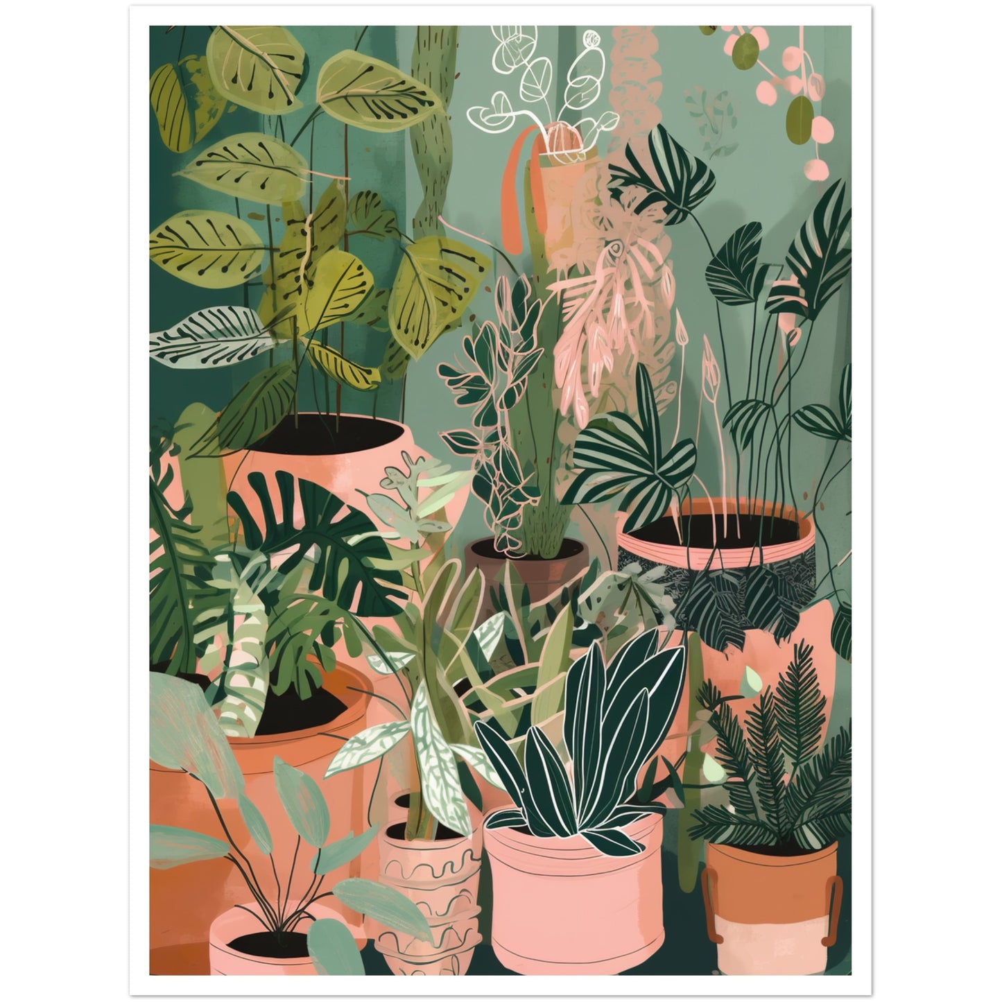 Potted House Plant Party Wall Art Print