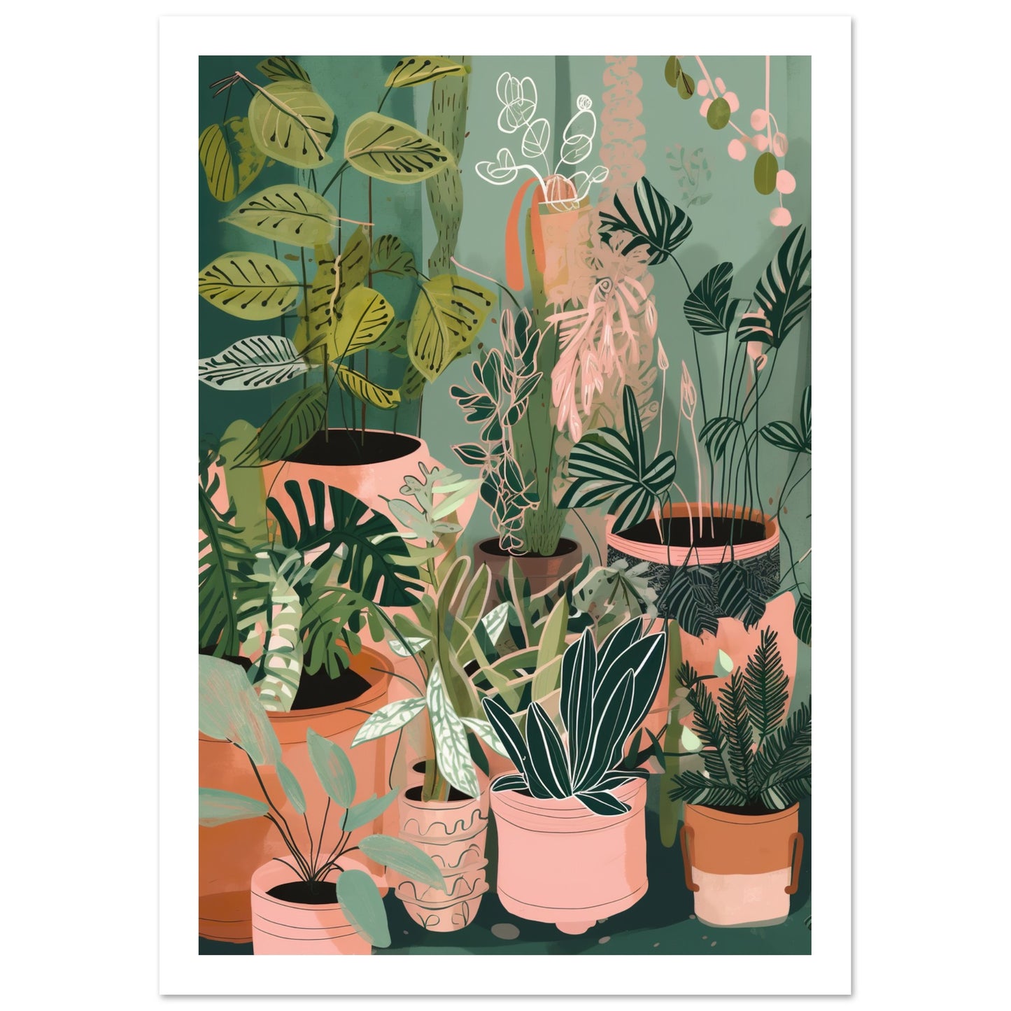 Potted House Plant Party Wall Art Print