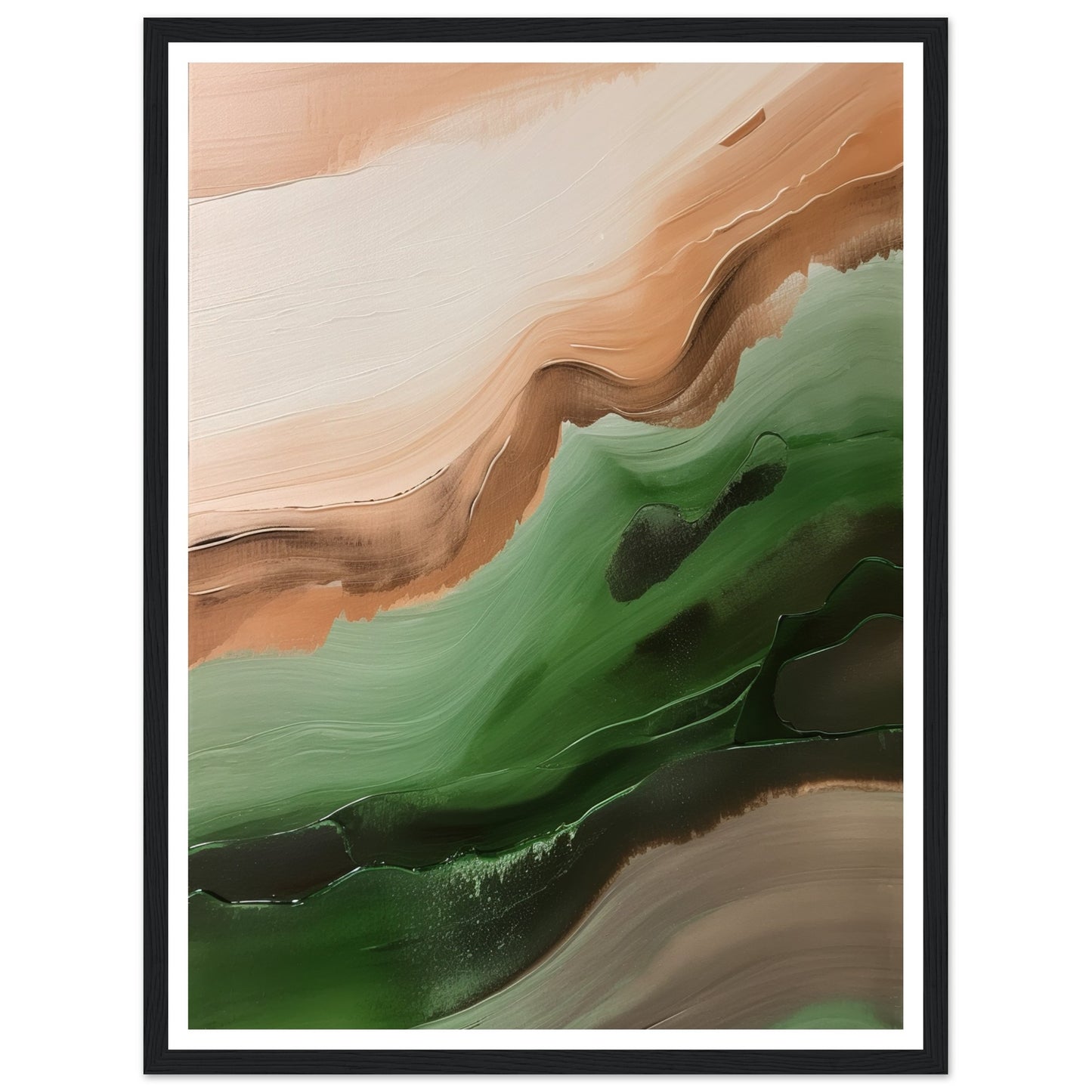 Abstract Strokes of Green and Brown Wall Art Print