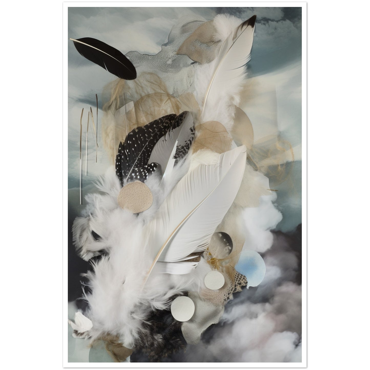 Calm Feathered Skies Abstract Feathers Wall Art Print