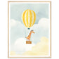 Giraffe Hot Air Balloon Sky Adventure Wall Art Print