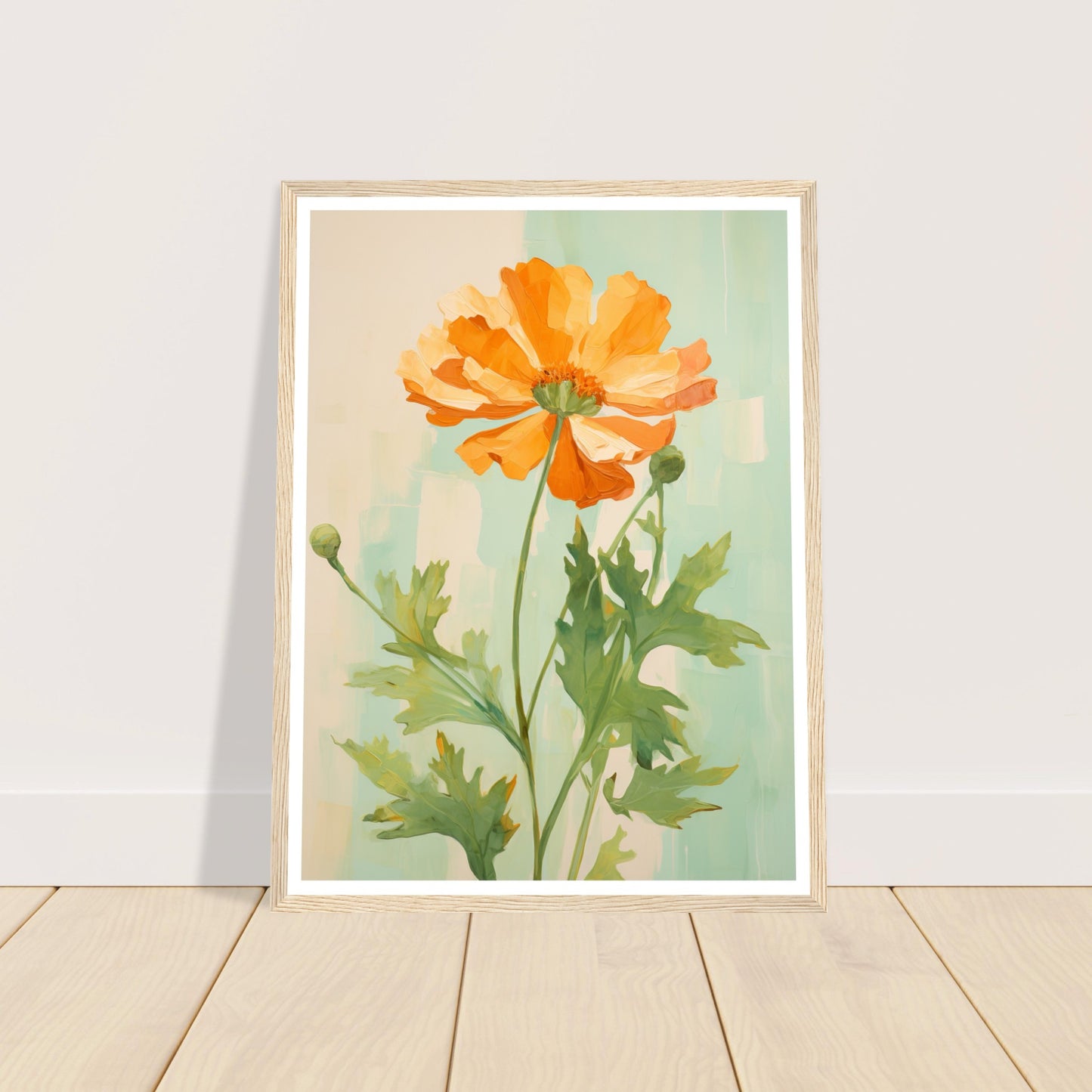 Marigold Flower in Soft Earthy Hues Wall Art Print