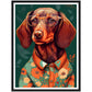 Floral Dachshund Dog Illustration Wall Art Print