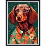 Load image into Gallery viewer, Floral Dachshund Dog Illustration Wall Art Print