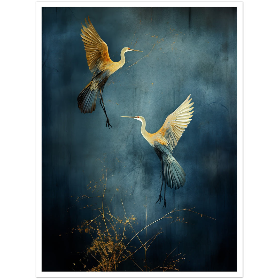 Serene Cranes Taking Flight