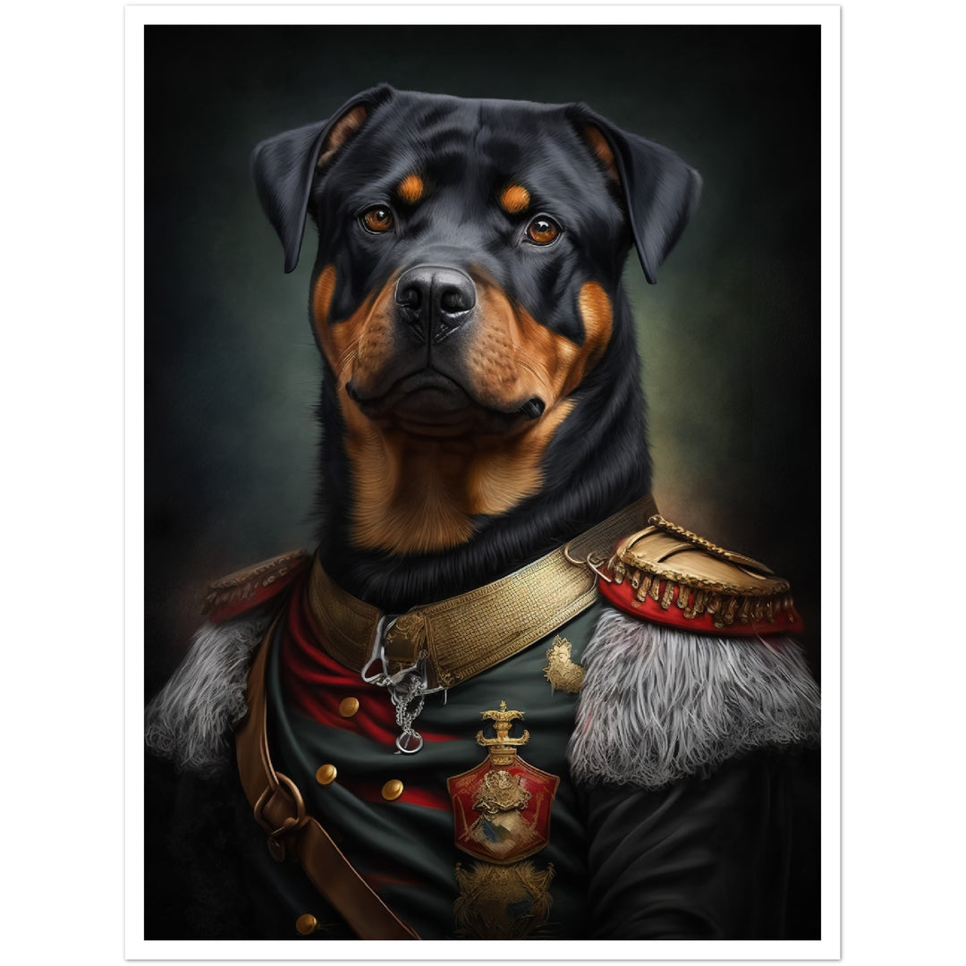 Military General Rottweiler Portraiture Wall Art Print