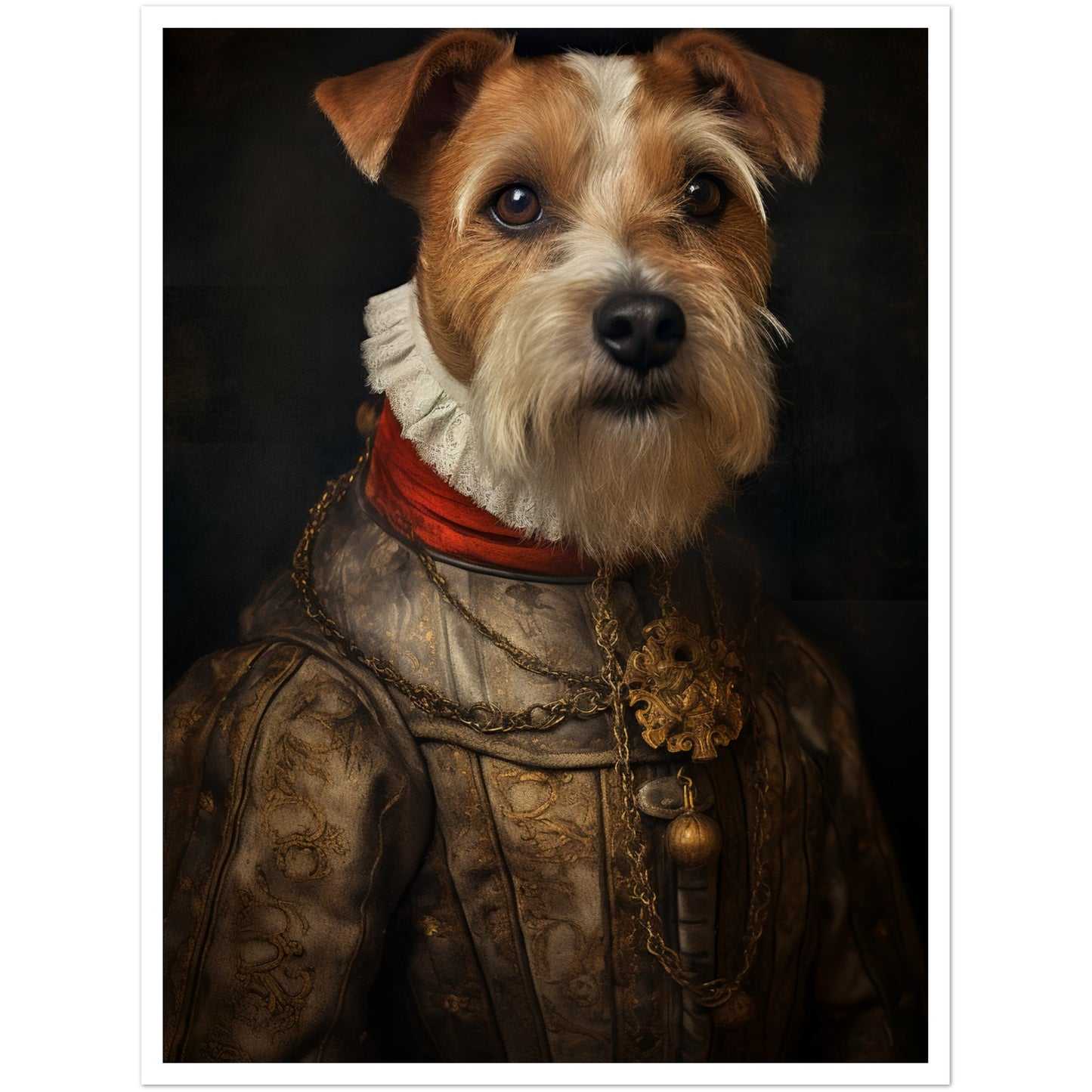 Tudor-Era Neck Ruff Dog Portraiture Wall Art Print