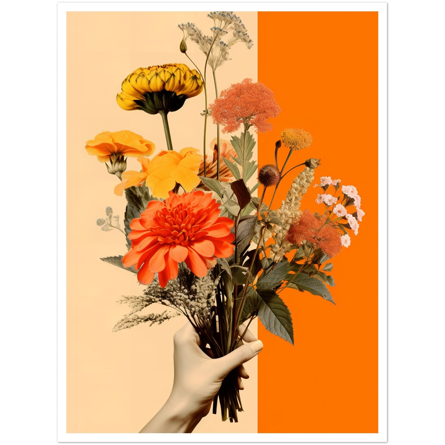 Floral Embrace Of Earthly Flowers Bouquet Wall Art Print