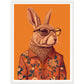 Floral Hipster Rabbit Wall Art Print