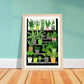 Folklore-Inspired Staircase and Potted Plants Wall Art Print