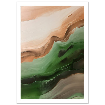 Abstract Strokes of Green and Brown Wall Art Print