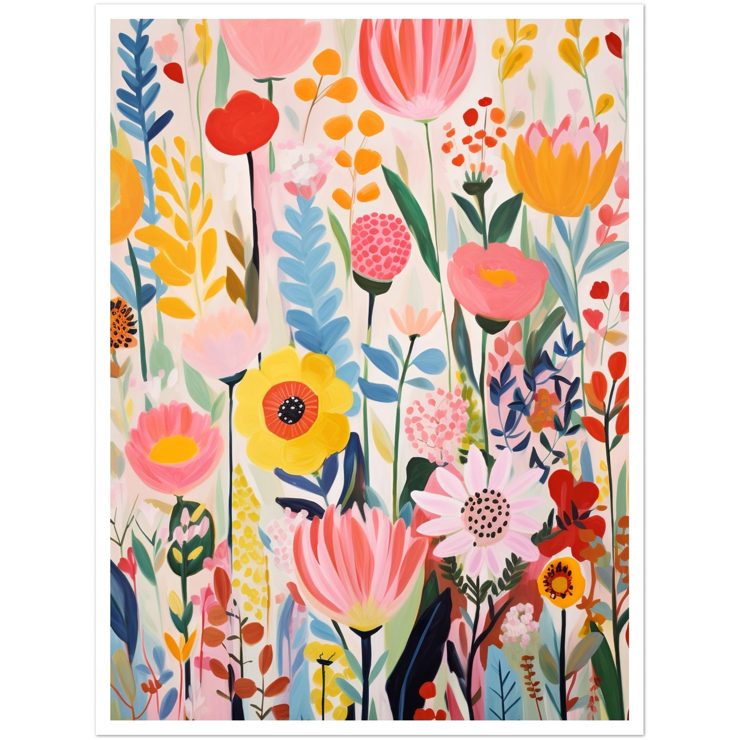 Playful Wild Flowers Bloom Wall Art Print