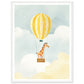 Giraffe Hot Air Balloon Sky Adventure Wall Art Print