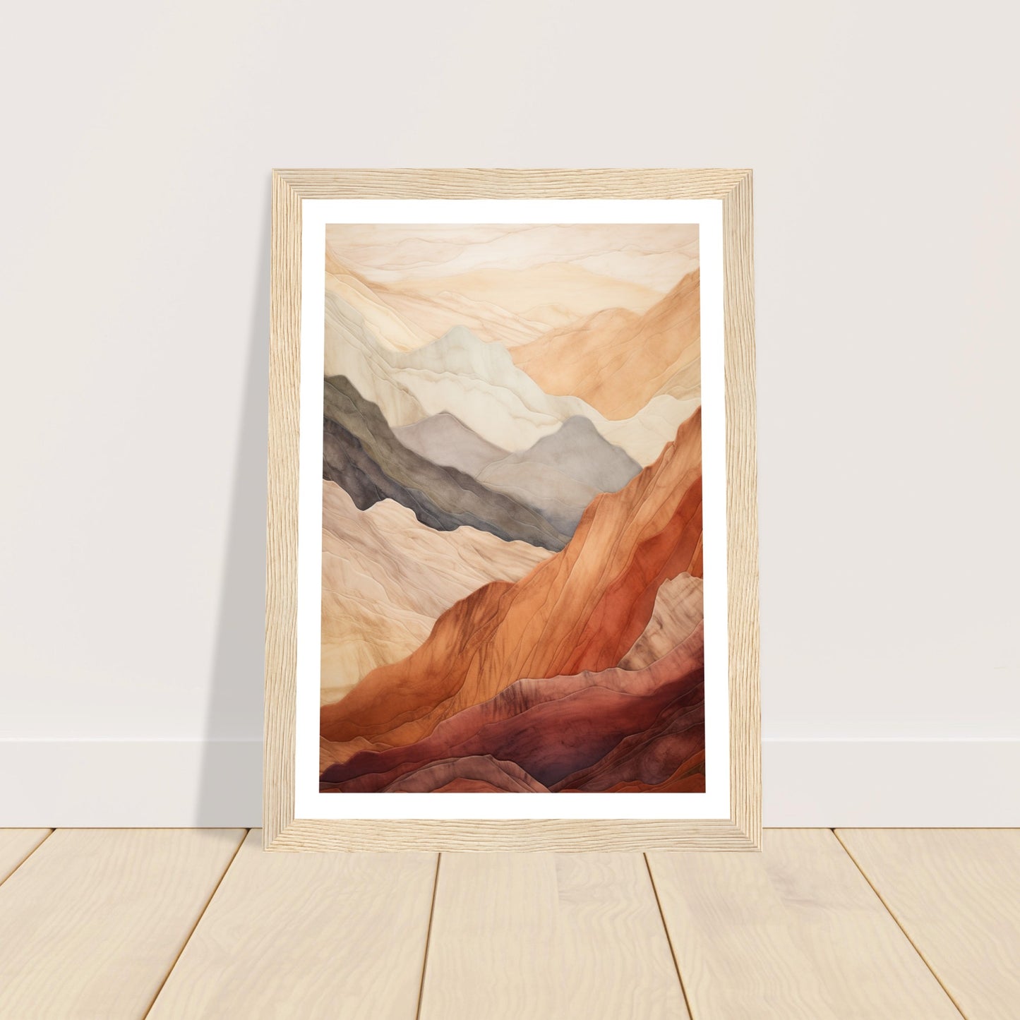 Tranquil Earthly Abstract Mountain Ranges Wall Art Print