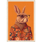 Floral Hipster Rabbit Wall Art Print