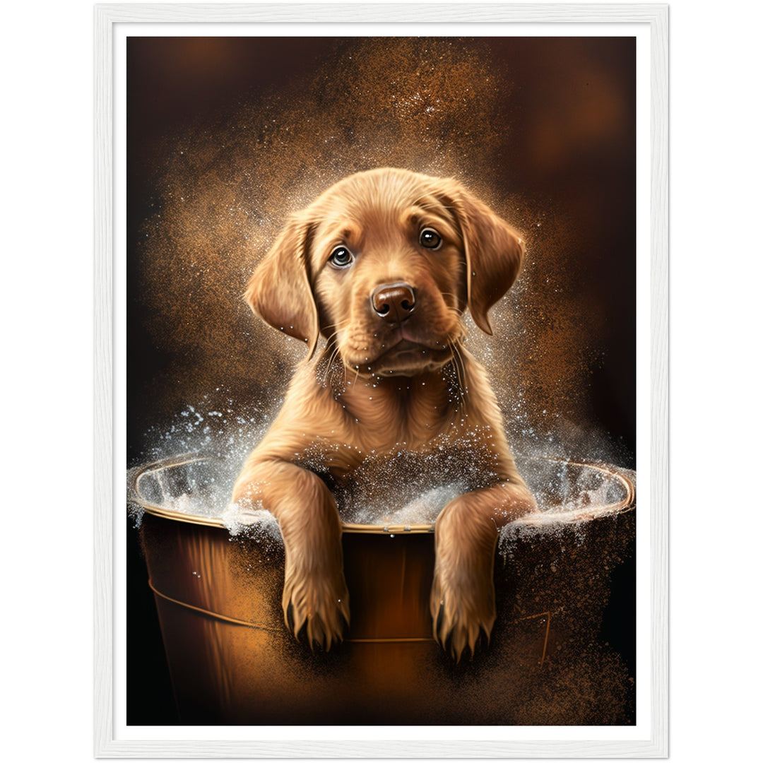 Bubble Bath Labrador Dog Bathroom Wall Art Print
