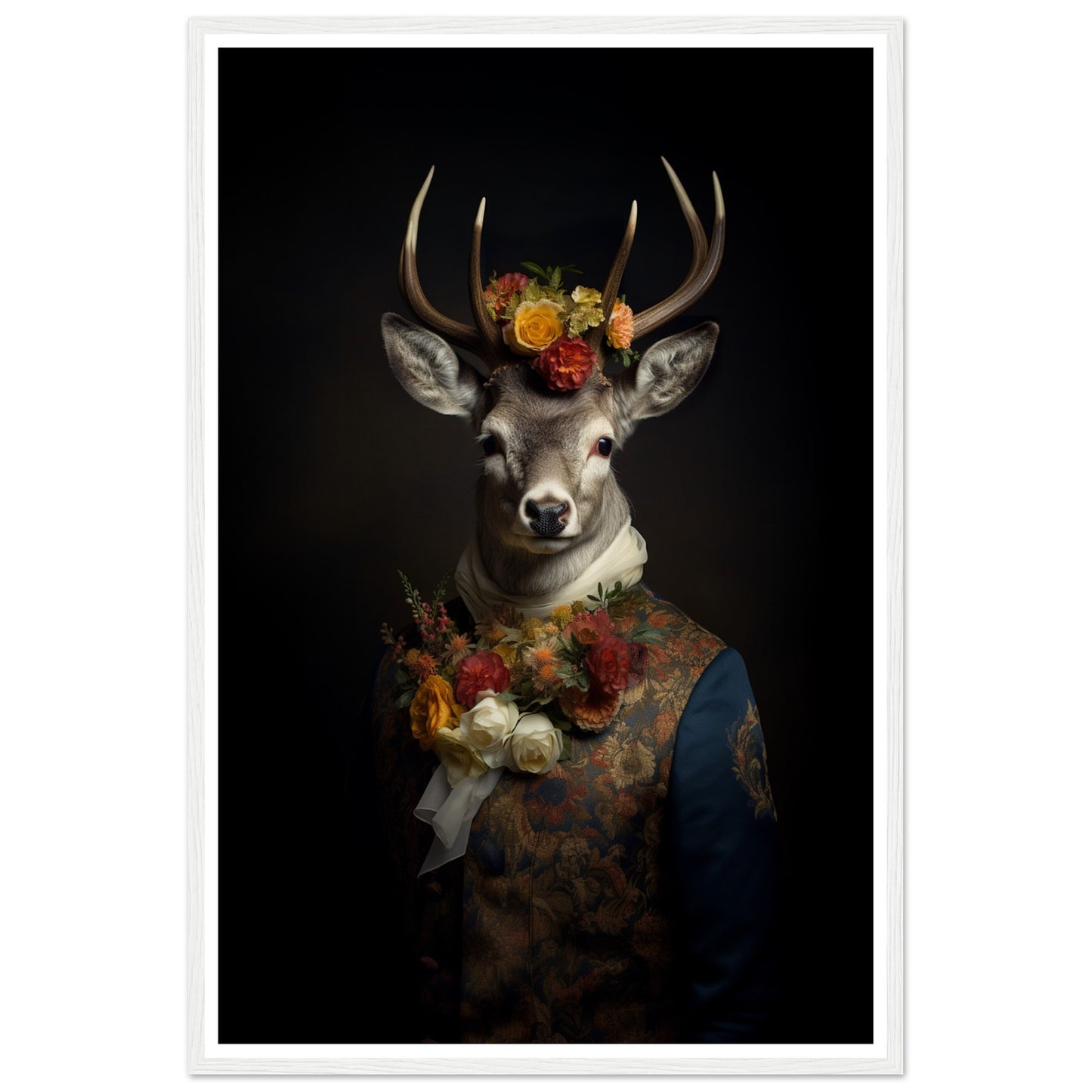 Regency Stag Art Print - Floral Stag