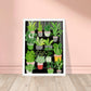 Whimsical Dark Staircase with Potted House Plants Wall Art Print