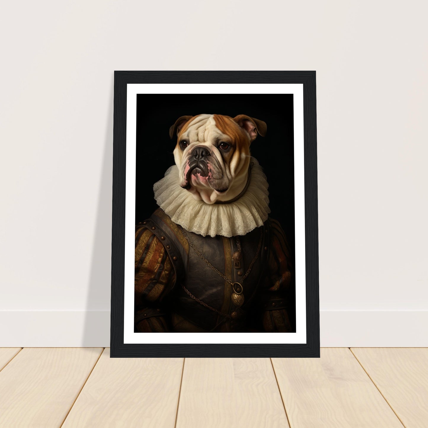 Vintage Tudor-Era Bulldog Portrait Wall Art Print