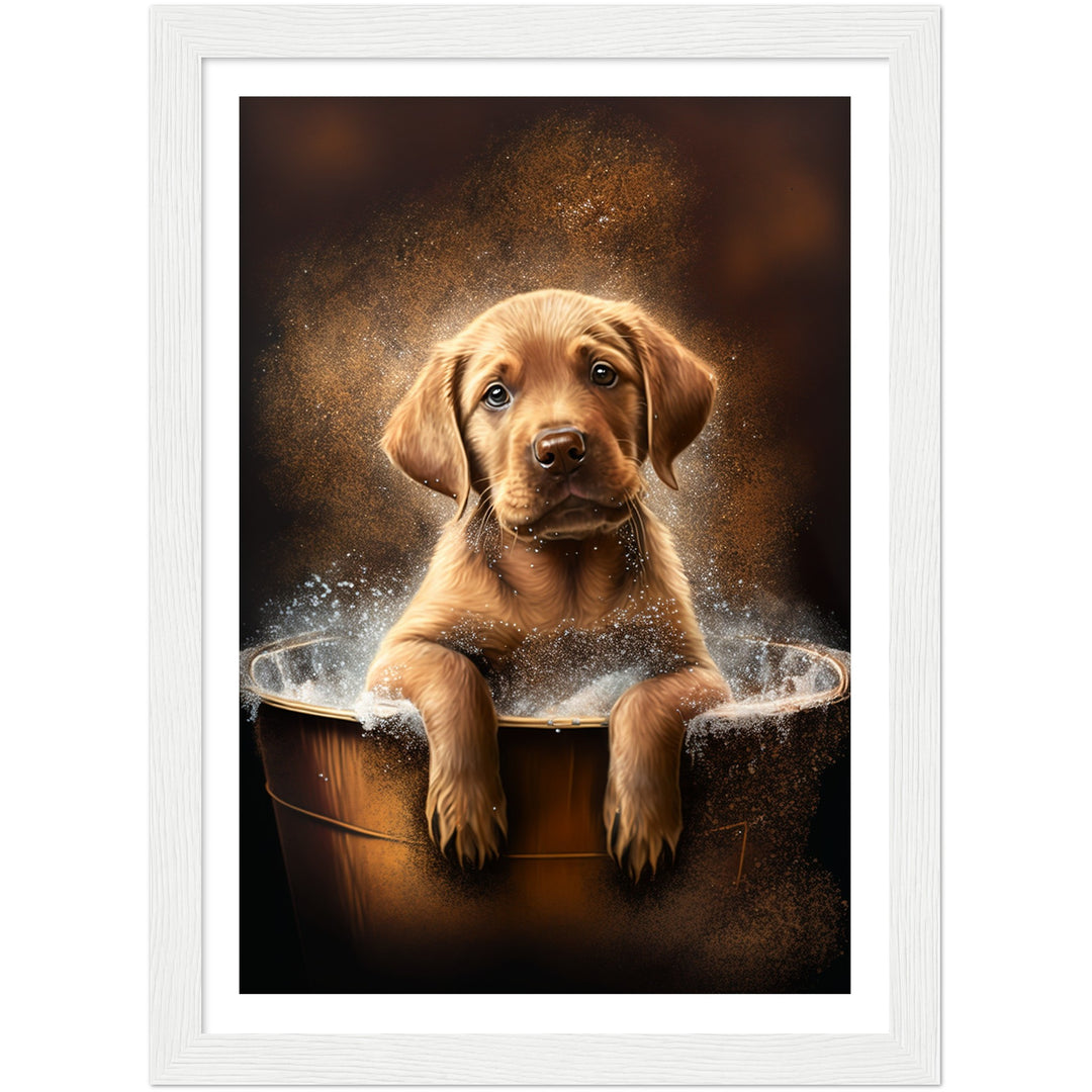 Bubble Bath Labrador Dog Bathroom Wall Art Print