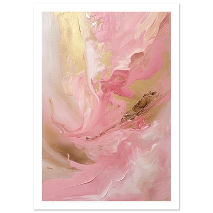 Melting Waves of Pink and Gold Abstract Painting Wall Art Print