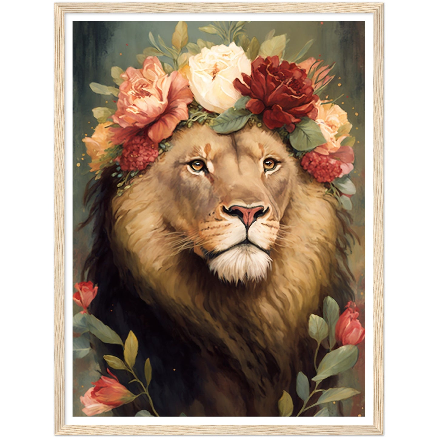 Regency Era Flower Crowned Majestic Lion