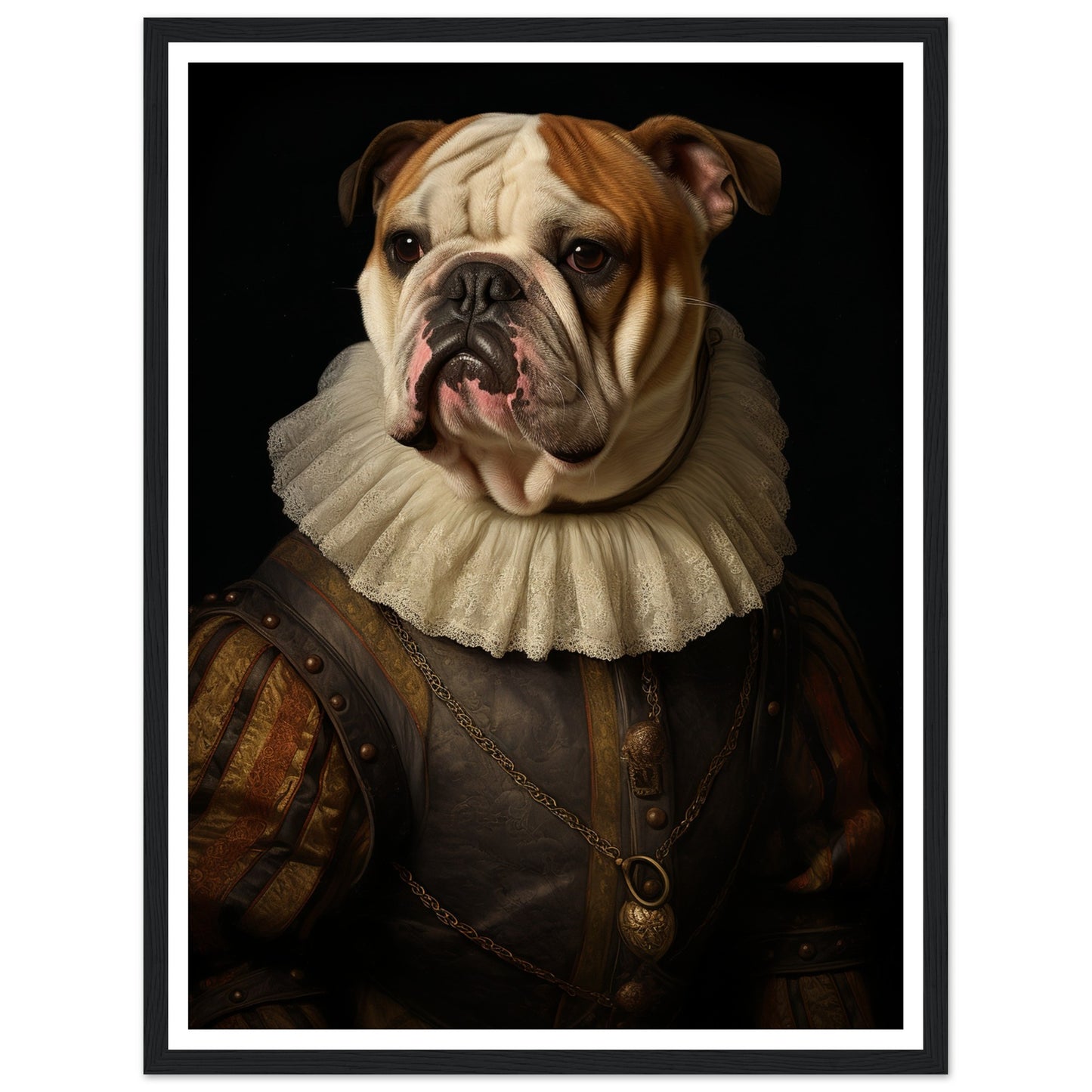 Vintage Tudor-Era Bulldog Portrait Wall Art Print