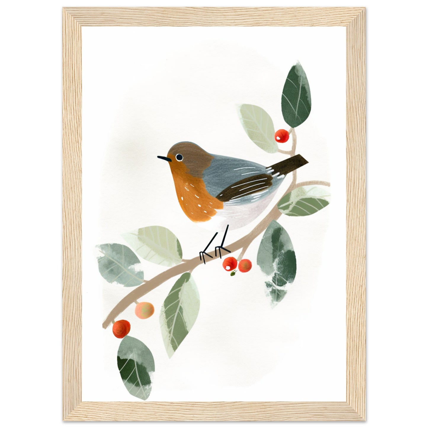 Pretty Perched Robin Wall Art Print