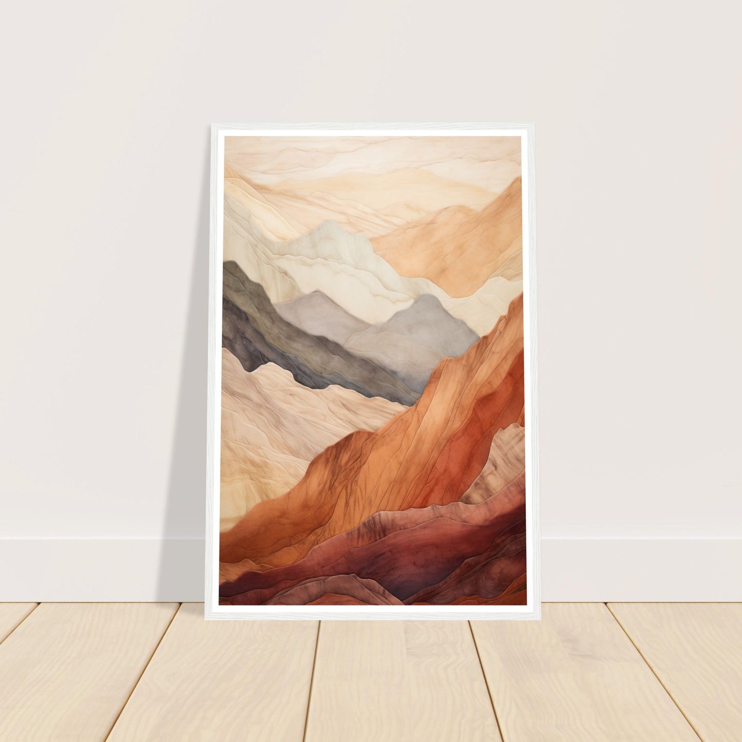 Tranquil Earthly Abstract Mountain Ranges Wall Art Print