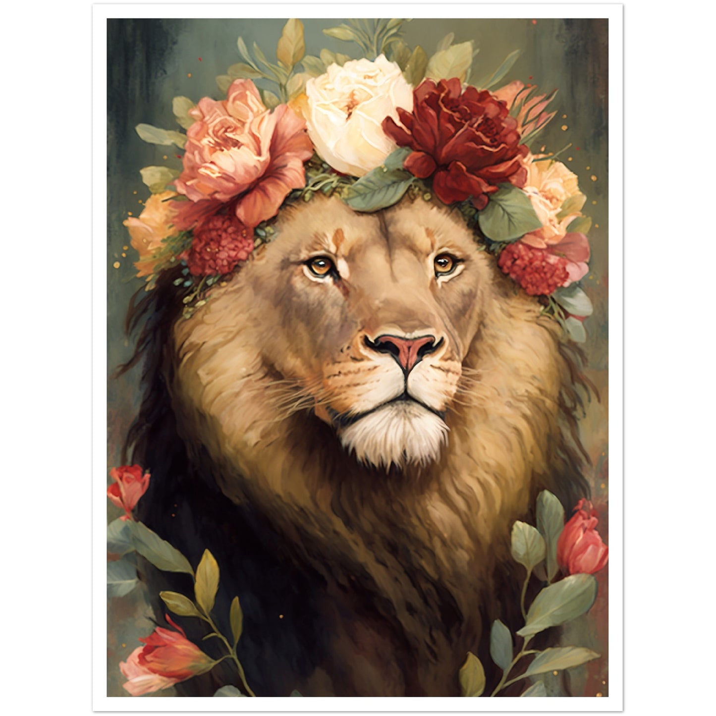 Regency Era Flower Crowned Majestic Lion