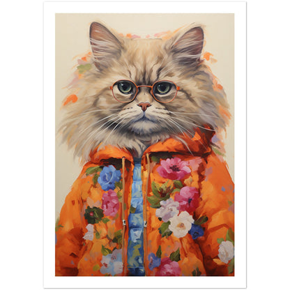 Groovy Hippy Kitty - Whimsical Ragdoll Cat Wall Art Print