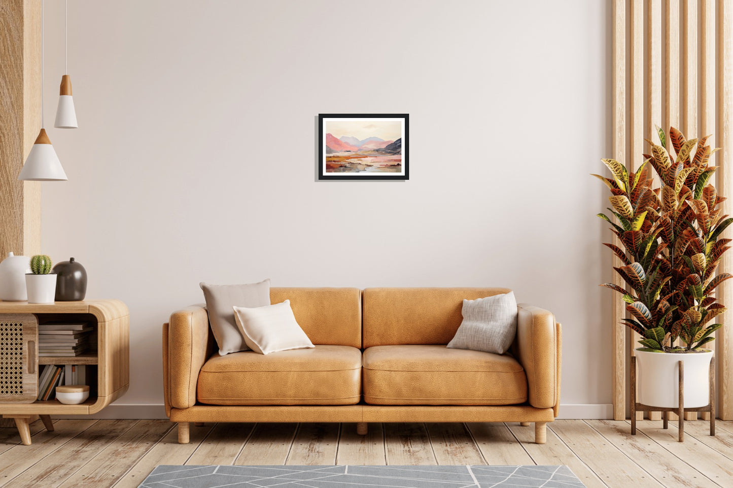 Pink and Grey Mountain Peaks Wall Art Print