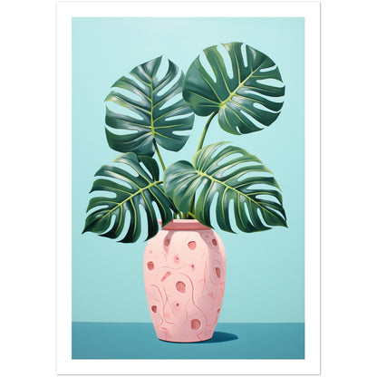 Symmetrical Monstera Plant Illustration Wall Art Print