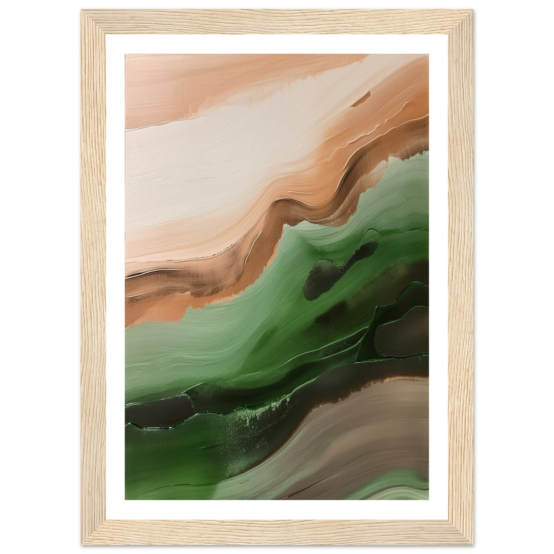 Abstract Strokes of Green and Brown Wall Art Print