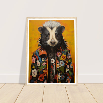 Groovy Hippy Skunk in Flower Power Jacket Wall Art Print