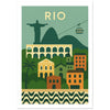 Rio de Janeiro cityscape and landmarks art print, unframed, A4