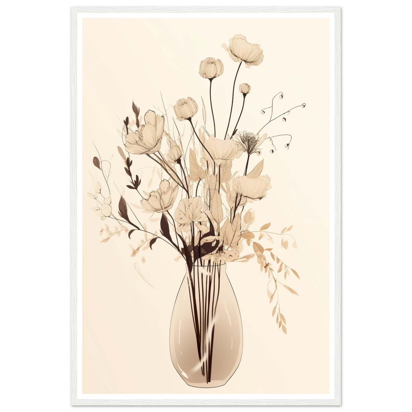 Minimalist Flower Bouquet in Earth Tones Wall Art Print