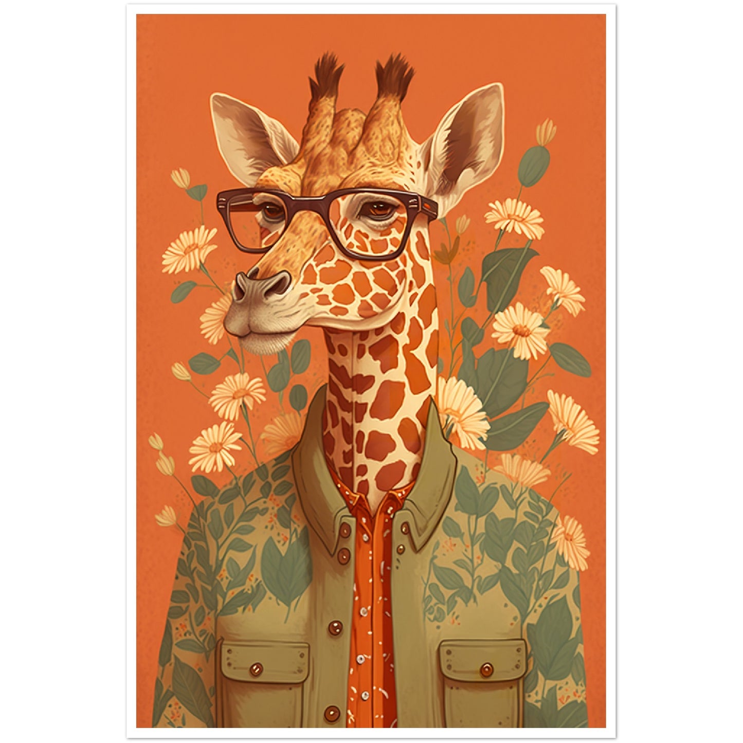 Giraffe Chic Illustration Wall Art Print