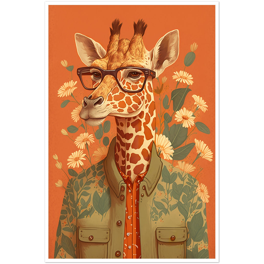Giraffe Chic Illustration Wall Art Print