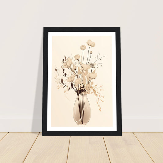 Minimalist Flower Bouquet in Earth Tones Wall Art Print