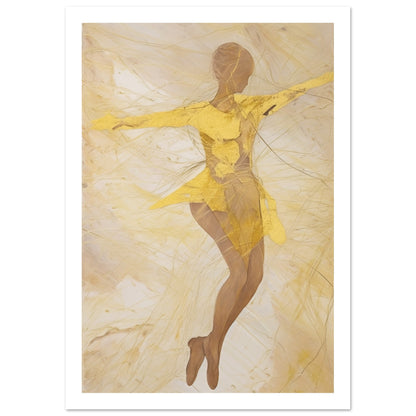 Rhythmic Whirling Ballet Painting in Yellow and Brown