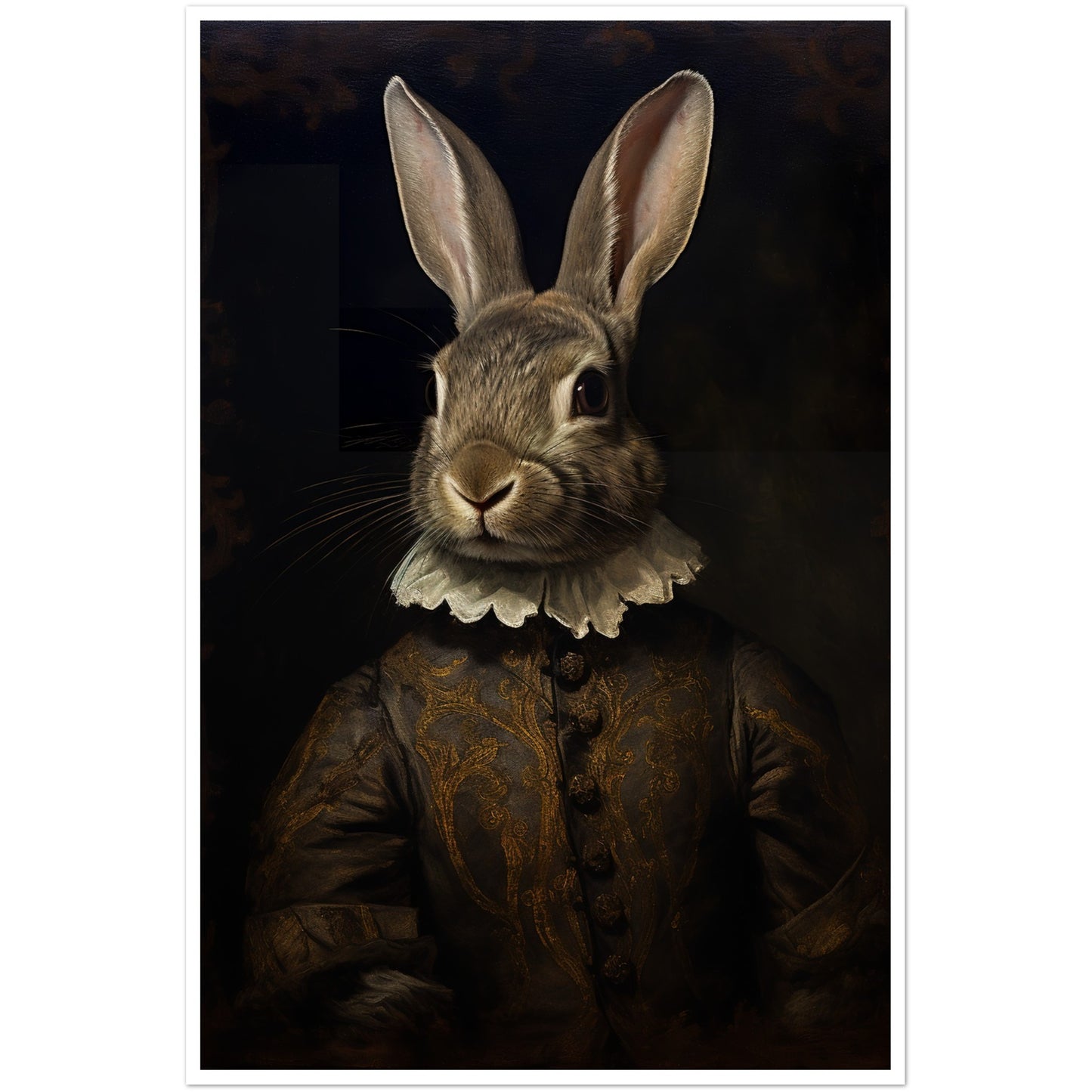 Vintage Tudor Rabbit Portraiture Wall Art Print