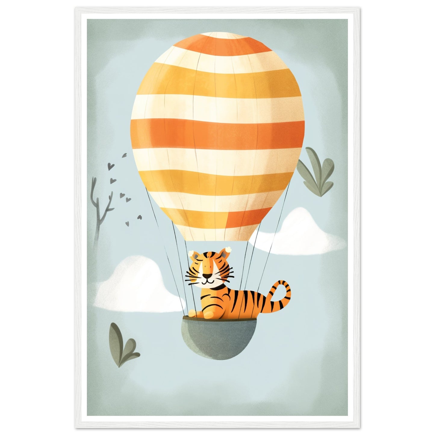 Tiger Hot Air Balloon Adventure Nursery Wall Art Print