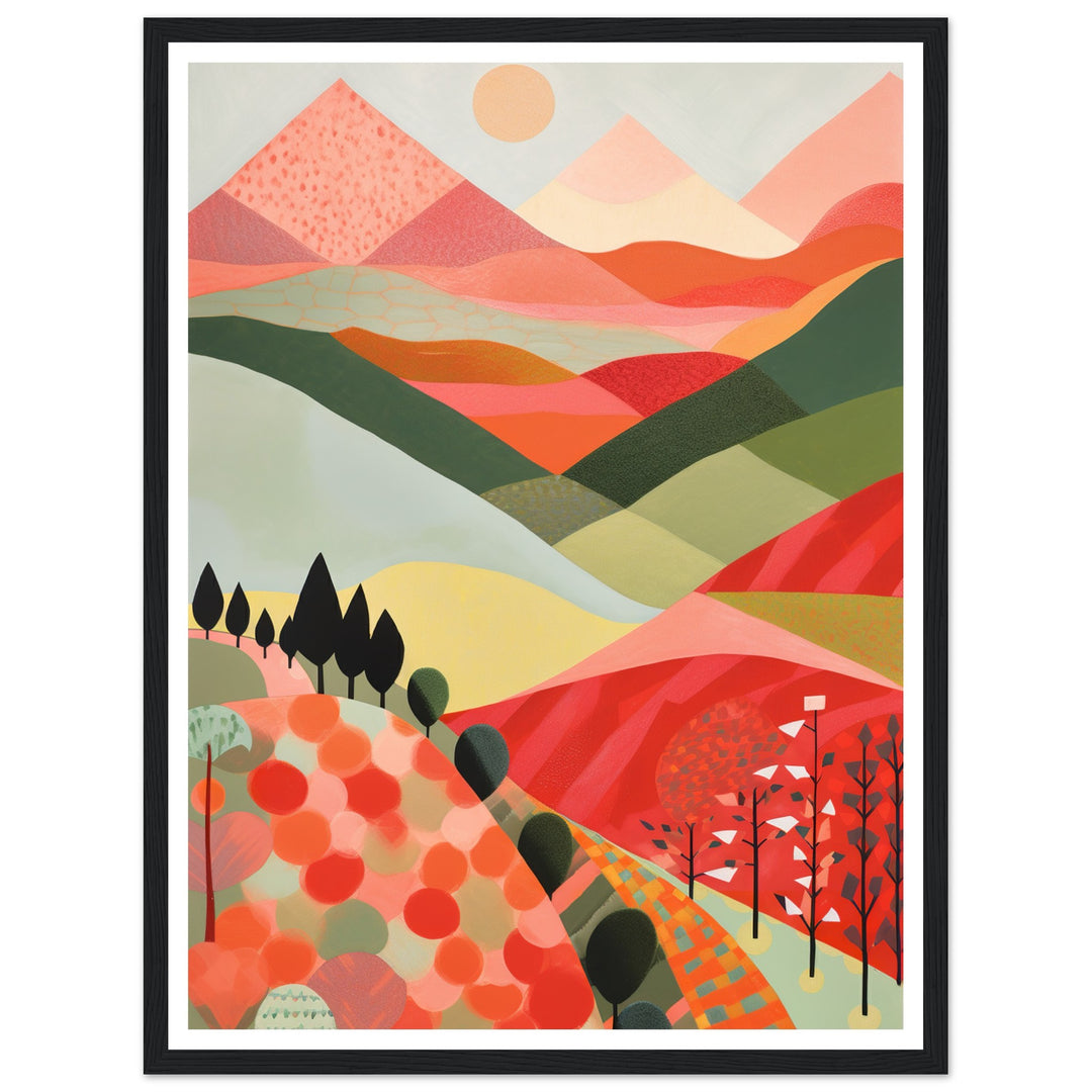 Crimson Peaks Abstract Landscape Patterns Wall Art Print