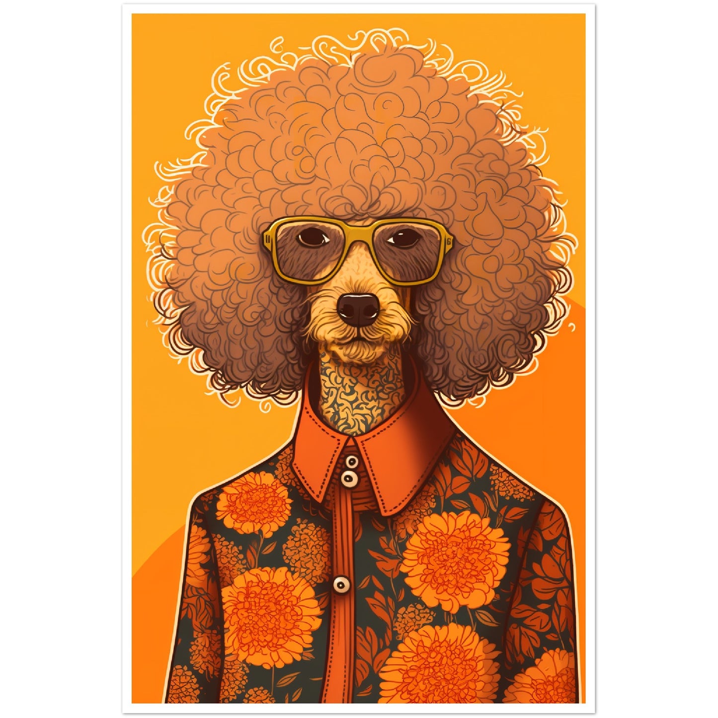 Poodle Chic Dog In Floral Shirt Wall Art Print