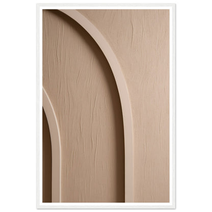 Textured beige arch pattern art print in a white wood frame, 60x90 cm