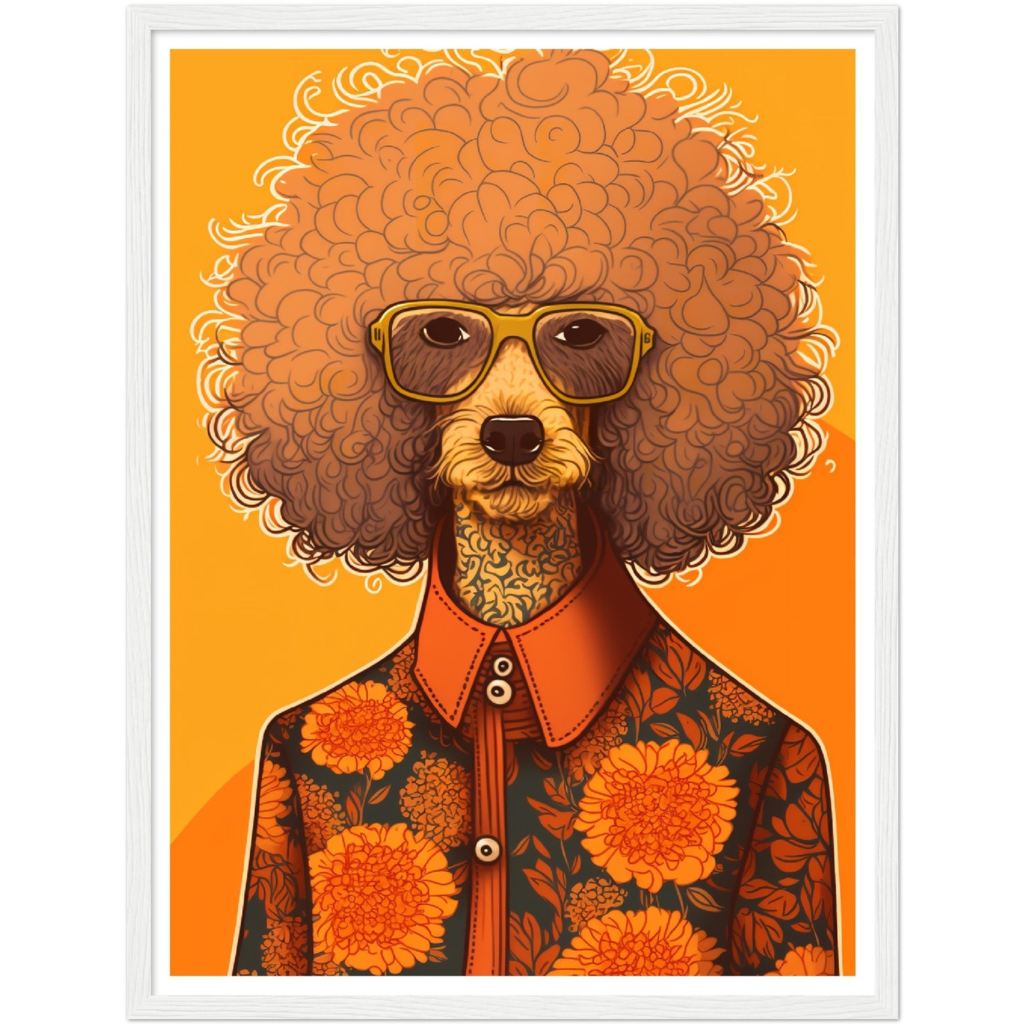 Poodle Chic Dog In Floral Shirt Wall Art Print