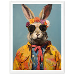Load image into Gallery viewer, Whimsical Hippy Rabbit Flower Power Wall Art Print