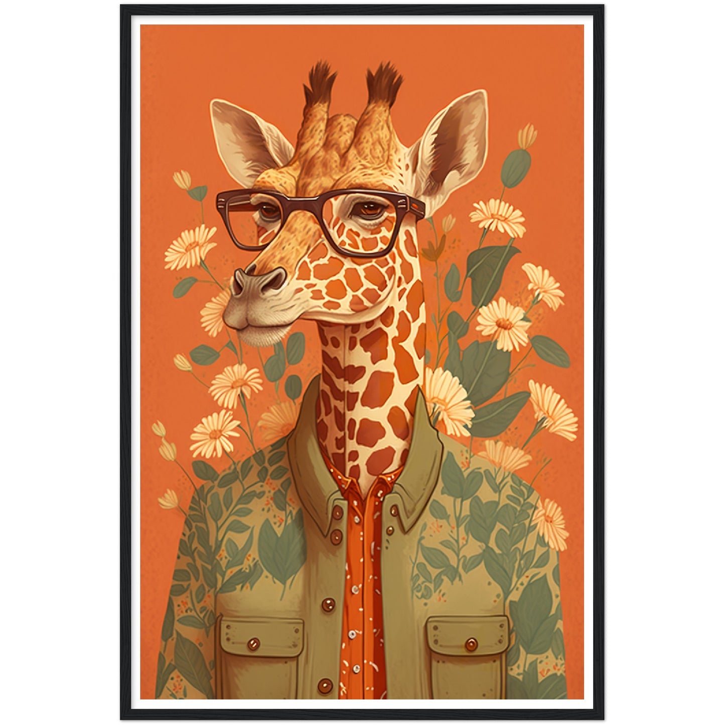 Giraffe Chic Illustration Wall Art Print